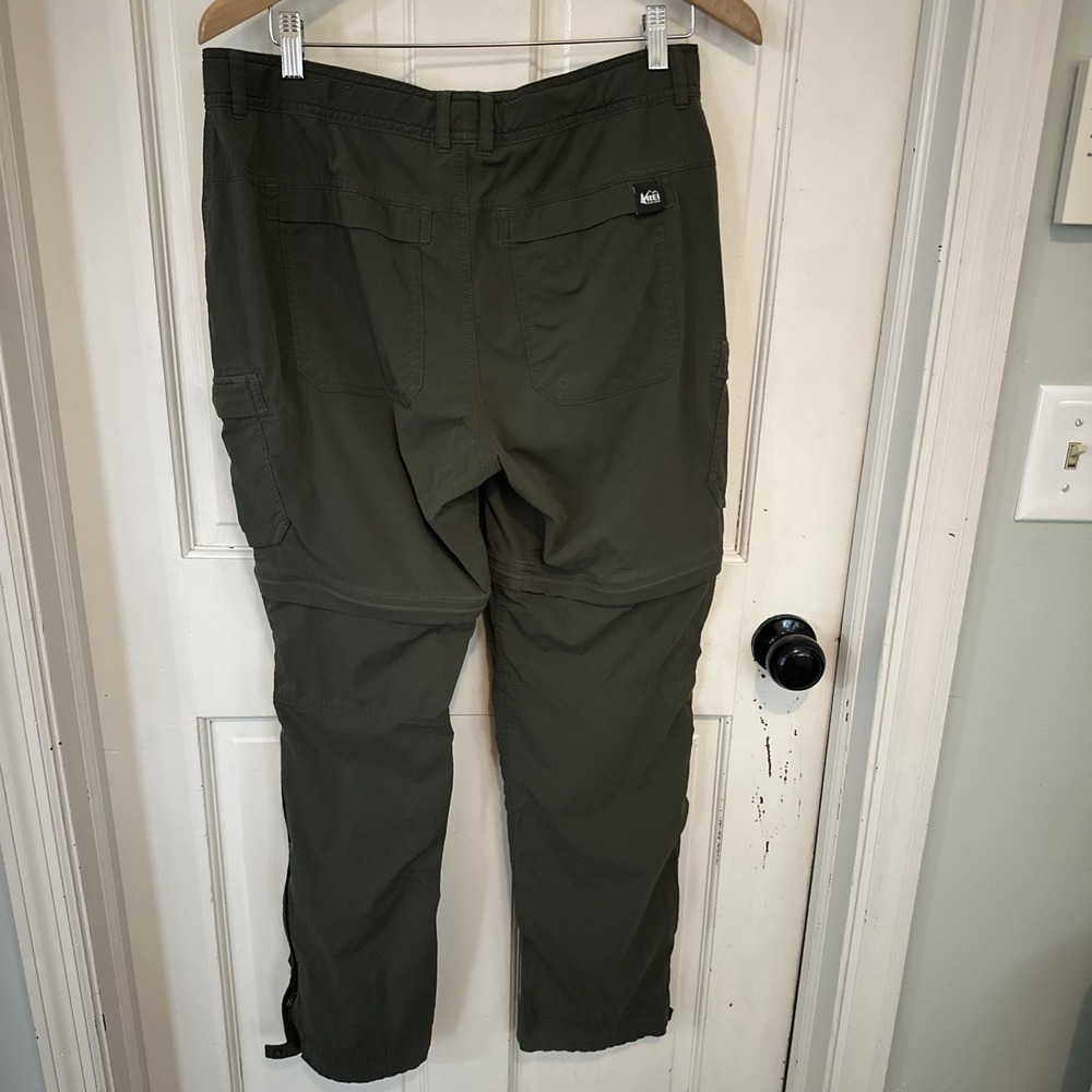 REI Womens Convertible Cargo Pants Olive Green Ankle Zip Mid Rise Pockets Sz 12 - Picture 3 of 15